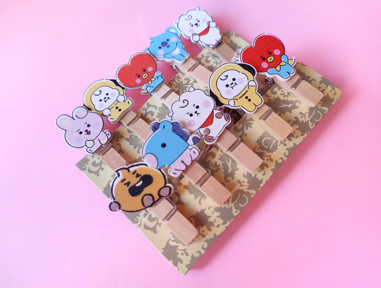 BT21 wooden clothespins